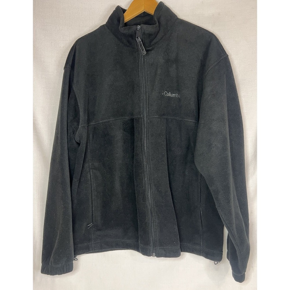 Columbia Fleece Full Zip Jacket Womens Size XL Black Outdoor Hiking Casual